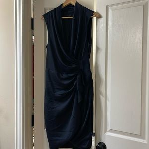 Navy All Saints wrap dress (model wearing black)